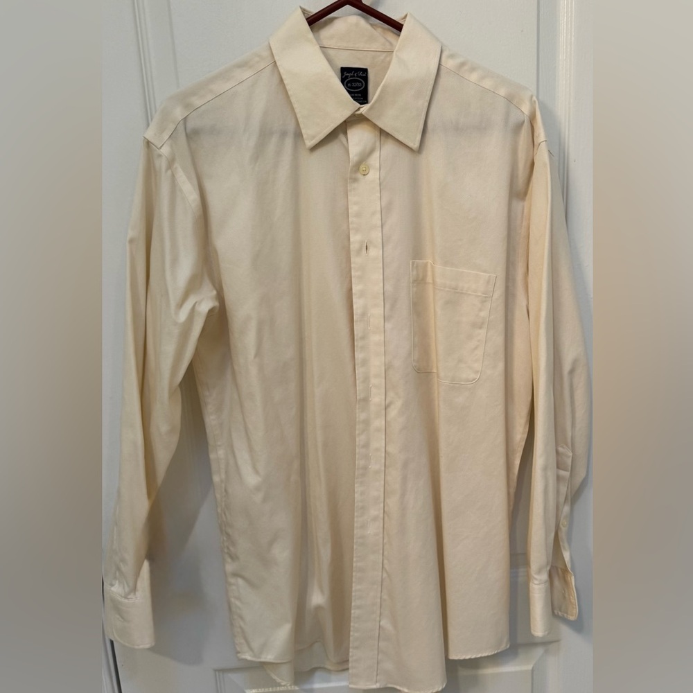 Joseph & Feiss Men's Beige Dress Shirt, Long Sleeve, Size  16 32x33, 100% Cotton